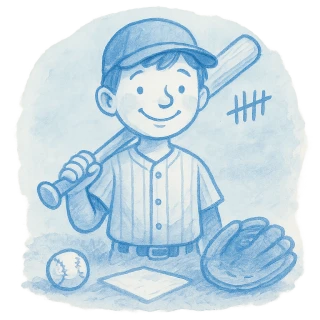 Hand-drawn watercolor illustration — Baseball scorekeeping
